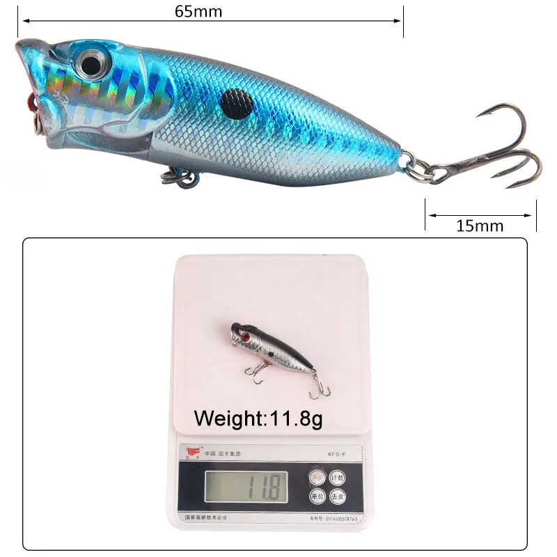 1 PC Fishing Lure Popper Floating Hard Bait Artificial Chatterbait 6.5cm 11.8g Steel Beads Fishing Lure Perch Pesca Fishing Hook - Image 5