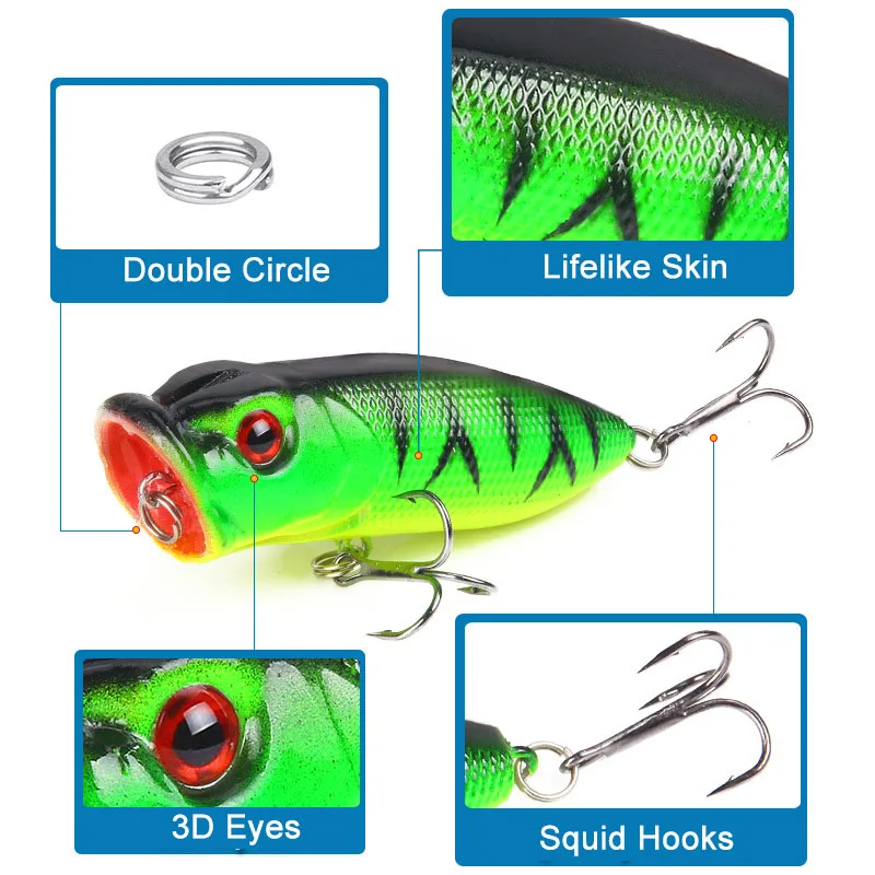 1 PC Fishing Lure Popper Floating Hard Bait Artificial Chatterbait 6.5cm 11.8g Steel Beads Fishing Lure Perch Pesca Fishing Hook - Image 4